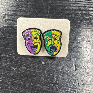 Colorful Comedy and Tragedy Mask Earrings